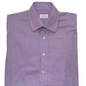 Broni Dress Shirt Purple White Check Cotton Men's Size Slim Fit 16 X 32
